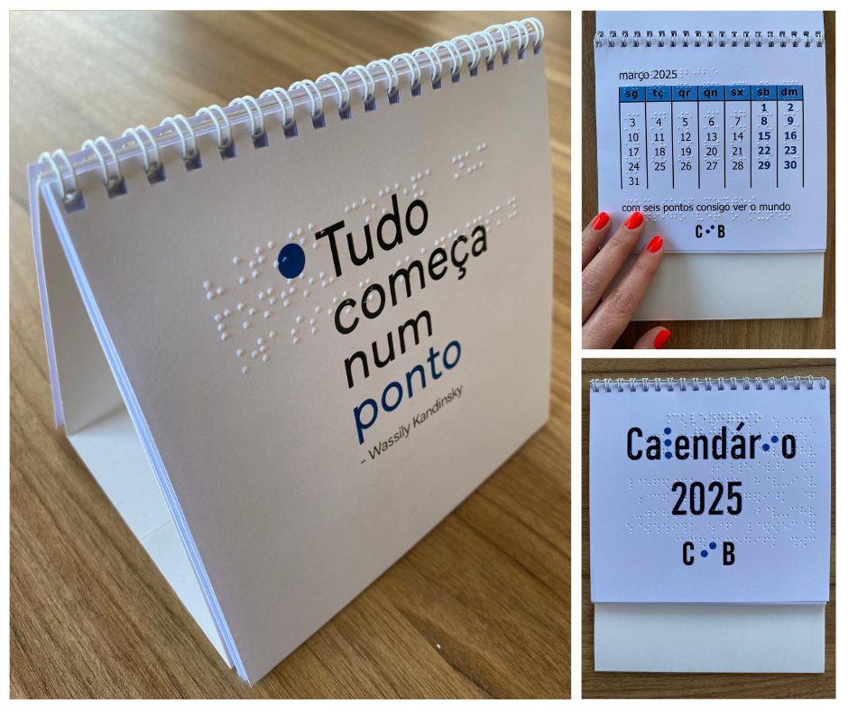 Composição de 3 fotografias do calendário de mesa